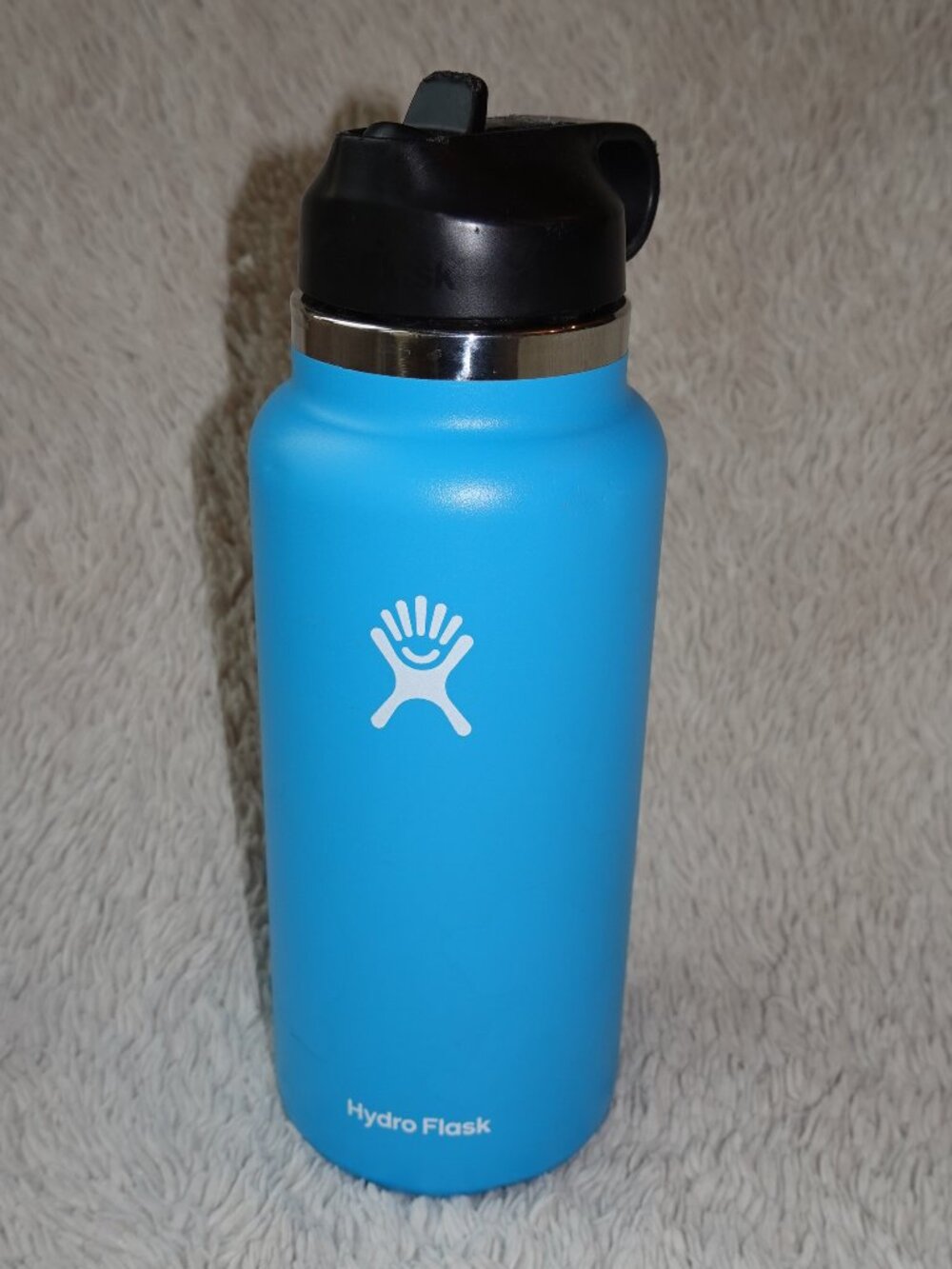 Hydro Flask 32 oz Wide Mouth, Flex Straw Lid, Blue, Good Condition - Picture 2 of 8